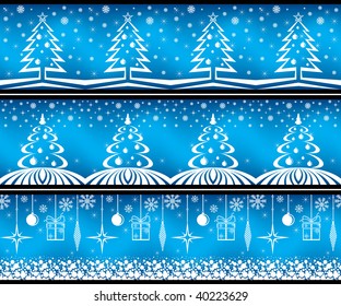 Winter seamless banner. Vector illustration.