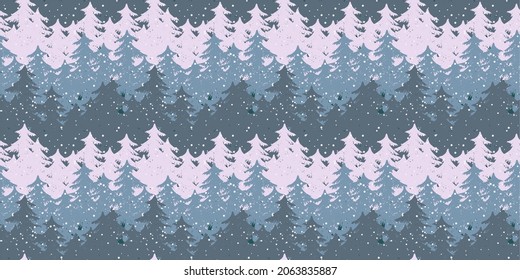 Patrón invernal de Navidad sin foco con Pino y Pino. Patrón de árbol de aves. Ilustración grabada. Decoración navideña. Ilustración vectorial para tela, papel de pared, papel envolvente, artesanía, textura.