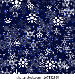 winter seamless with different snowflakes