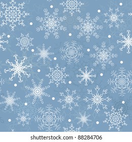 Winter seamless with different snowflakes