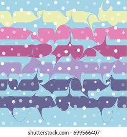 winter seamless fashion pattern with stripes and dots, snow fall and wavy blue lines background, marbled ink curly strokes, curved stripes seamless vector illustration, christmas holiday pattern