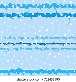 winter seamless fashion pattern with stripes and dots. snow fall and wavy blue lines. marbled ink curly strokes, curved stripes seamless vector illustration. christmas holiday background