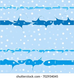 winter seamless fashion pattern with stripes and dots. snow fall and wavy blue lines. marbled ink curly strokes, curved stripes vector illustration. Christmas holiday background