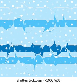 winter seamless fashion pattern with stripes and dots. snow fall and wavy blue lines. marbled ink curly strokes, curved stripes seamless vector illustration. christmas holiday pattern
