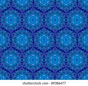 Winter seamless ornamental wallpaper with decorative snowflake