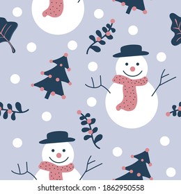 Winter seamless pattern baby blue