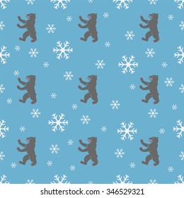 Winter seamless pattern with bear.