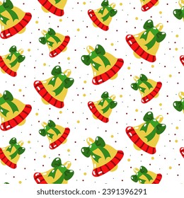 El invierno se desliza con las campanas. Plantilla de Navidad con arcos verdes y confeti en un fondo blanco. Canción festiva para imprimir sobre textiles y papel. embalaje de regalo