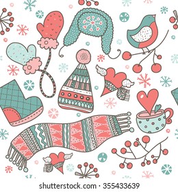 Winter seamless pattern. Seamless pattern can be used for wallpaper, pattern fills, web page backgrounds, surface textures.