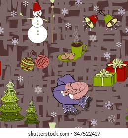Winter seamless pattern. Christmas background.