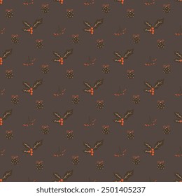 Winter seamless pattern with Christmas decor Christmas vector pattern Winter background
