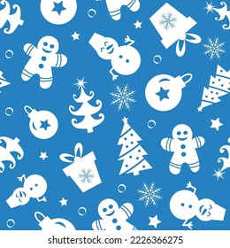 Winter seamless pattern with christmas decorations. Vector Illustration.	
