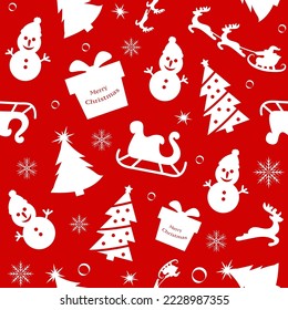 Winter seamless pattern with christmas decorations. Vector Illustration.