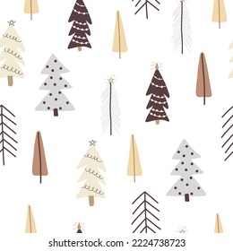 Winter seamless pattern. Christmas design. Best for Christmas or New Year greeting cards, invitation templates, posters, banners. Vector illustration
