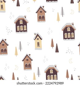 Winter seamless pattern. Christmas design. Best for Christmas or New Year greeting cards, invitation templates, posters, banners. Vector illustration