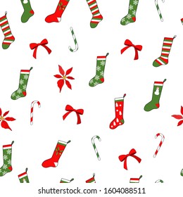 Winter Seamless pattern with Christmas elements. Vector illustration.  Pattern Print. 