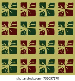 Patrón de invierno sin foco con cajas de regalo de Navidad. Cajas envueltas con rayas y arcos Vector plano sobre fondo de color para papel de envolvimiento de regalo, tarjeta de saludo de Navidad, invitaciones