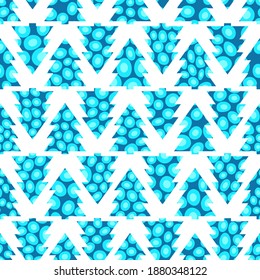 Patrón invernal sin fisuras con árbol de Navidad sobre fondo blanco. Ilustración vectorial para tela, papel de pared textil, carteles, papel de envoltura de regalo. Feliz Navidad y vector de Año Nuevo.