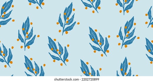 Winternahtloses Muster mit Weihnachtsbäumen, Fichtenwäldern, Kiefernkegel und Beeren auf blauem Hintergrund. Oberflächendesign für Textilien, Gewebe, Tapeten, Umhüllung, Geschenkverpackung, Papier, Scrapie und Verpackung.