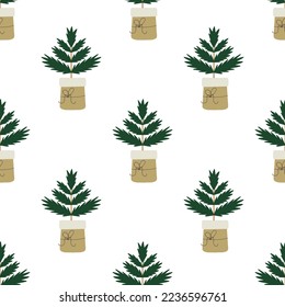 El invierno se combina perfectamente con los árboles de Navidad. La textura del hogar acogedor. 