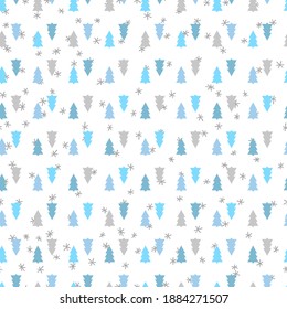 El invierno es un patrón sin fisuras con el color del árbol de Navidad y copos de nieve sobre fondo blanco. Ilustración para tela, papel de pared textil, carteles, papel de envoltura de regalo. Feliz Navidad y vector de Año Nuevo. 