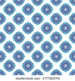 Winter seamless pattern with colorful gradient snowflakes on white background. Vector illustration for fabric, textile wallpaper, posters, gift wrapping paper. Christmas vector illustration. 