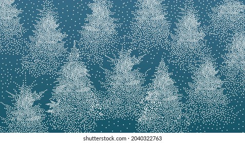 Winter Seamless Pattern. Coniferous Forest. Christmas Decoration. Vector illustration. Simple snowy backgrounds with copy space. 