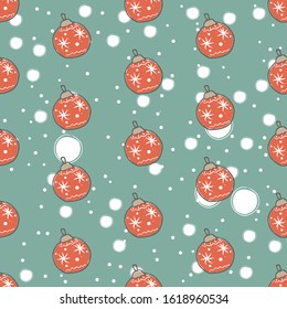 Winter Seamless Pattern with festive ornaments. Hand Drawn Scandinavian Style. Vector Illustration