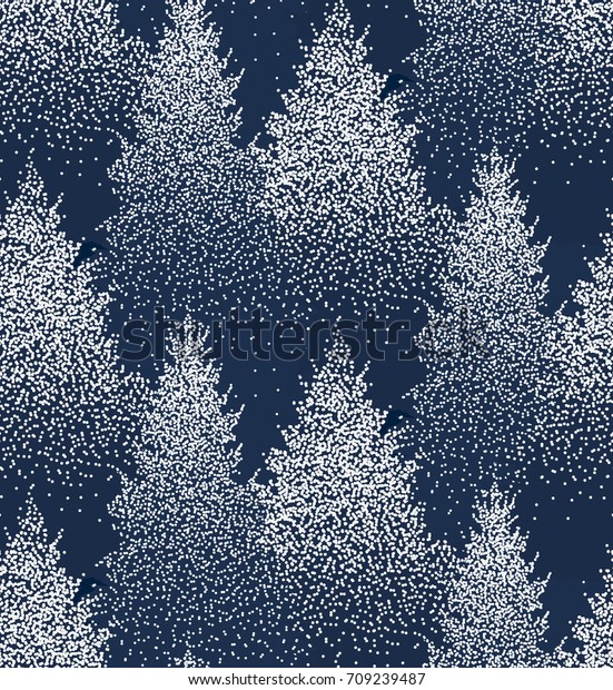 雪の中にモミの木や松のある冬のシームレスな模様 針葉樹林 クリスマスの飾り ベクターイラスト のベクター画像素材 ロイヤリティフリー