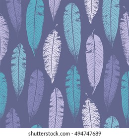 Winter seamless pattern with forest leafs.