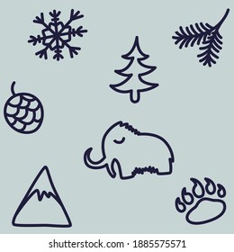 Winter seamless pattern and forest, siberian pattern