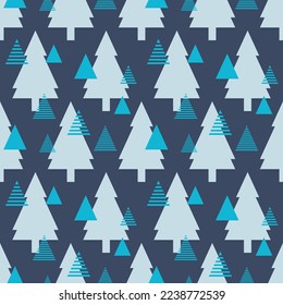 Winter seamless pattern with geometric spruce tree. CMYK color mode ready to print.