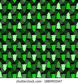 Patrón invernal sin fisuras con árbol de Navidad verde sobre fondo negro. Ilustración vectorial para tela, papel de pared textil, carteles, papel de envoltura de regalo. Feliz Navidad y vector de Año Nuevo.