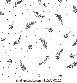 Winter seamless pattern. Hand drawn branches. 