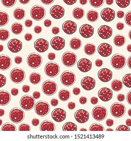 Winter Seamless Pattern With Hand Drawn Berries. Scandinavian Style. vector Illustration