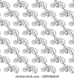 Winter seamless pattern with holly berry, design elements. Christmas  pattern for invitations, cards, print, gift wrap, manufacturing, textile, fabric, wallpapers. New Year theme