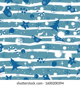 Winter Seamless Pattern. Merry Christmas, New Year, Winter Themes