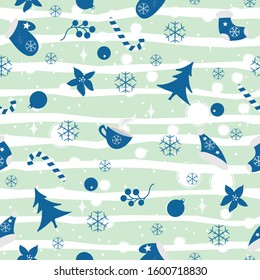 Winter Seamless Pattern. Merry Christmas, New Year, Winter Themes