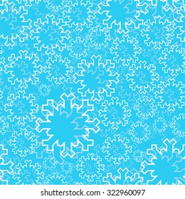 Winter seamless pattern - outline snowflakes on a blue background.