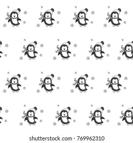 Winternahtloses Muster mit Pinguin. Geschenkpapier und Dekoration.
