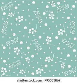 Winter Seamless pattern with pine branches, berries and twigs. Great for wall art design, gift paper, wrapping, fabric, textile, etc.