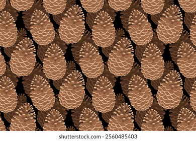 Winter seamless pattern with pinecones. Design for wrapping paper, fabric, textile, cards. Vector illustration