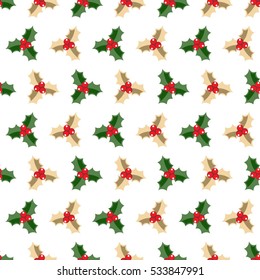 Winter seamless pattern with poinsettia