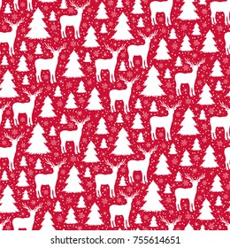 Winter seamless pattern. Red christmas background. Vector eps10