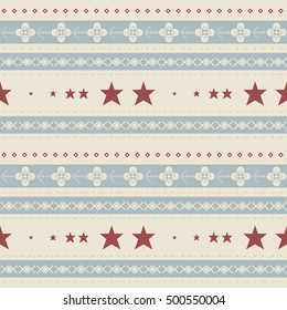 Winter seamless pattern with red stars can be used for design fabric, tile, linen, kids clothes, surface textures, textile and more creative designs.