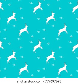 winter seamless pattern with reindeer and snowflakes