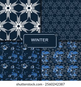 Winter seamless Pattern set Bold geometric pattern  for textile, fabric, wallpapers, stationary