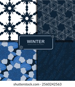 Winter seamless Pattern set Bold geometric pattern  for textile, fabric, wallpapers, stationary