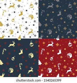 Winter seamless pattern set. Christmas  pattern. New year pattern. 