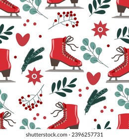 Winter seamless pattern with skates vector